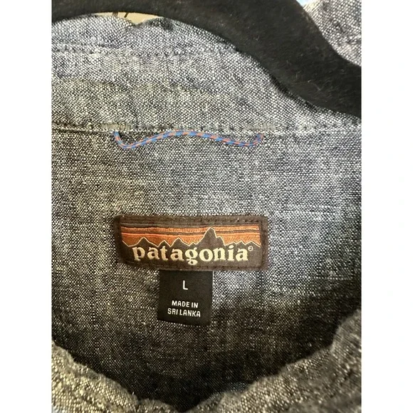 Patagonia Men's Large Blue Collared Full Button Front Pockets HEMP/COTTON Top - Picture 2 of 11